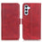 For Samsung Galaxy S25 FE Case Stand Cowhide Texture PU Leather Phone Cover - Red - 1