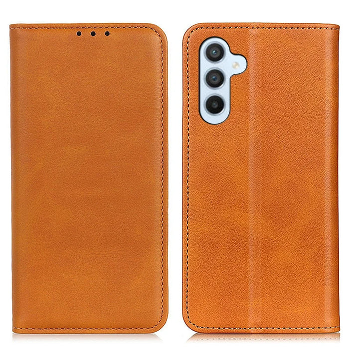 For Samsung Galaxy S25 FE Case Split Leather Flip Wallet Phone Cover - Brown - 1