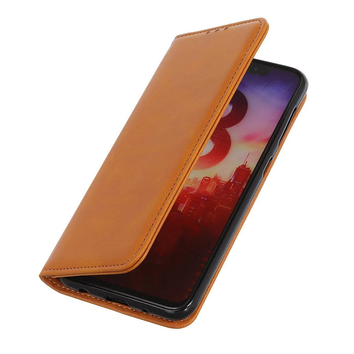 For Samsung Galaxy S25 FE Case Split Leather Flip Wallet Phone Cover - Brown - 5