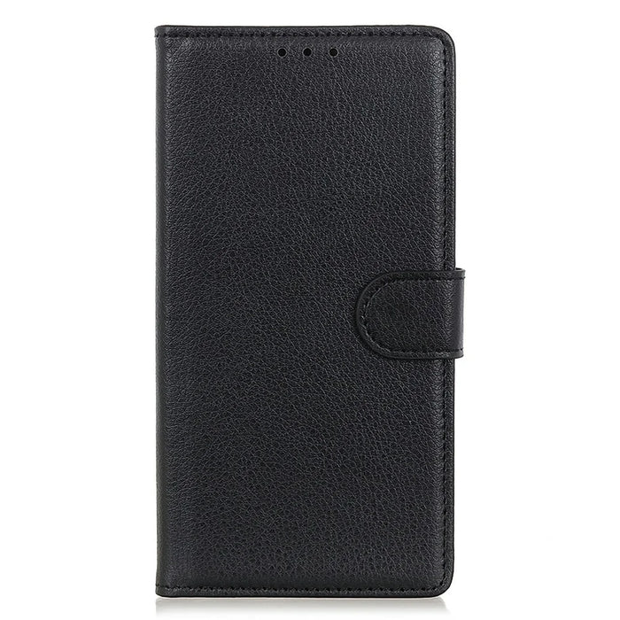 For Samsung Galaxy S25 FE Wallet Case PU Leather Phone Cover Litchi Texture - Black - 6