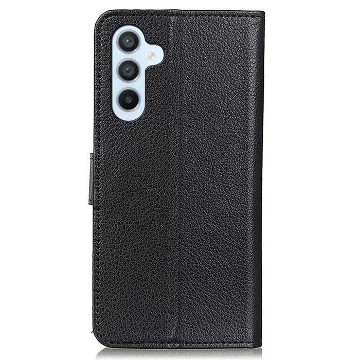 For Samsung Galaxy S25 FE Wallet Case PU Leather Phone Cover Litchi Texture - Black - 7