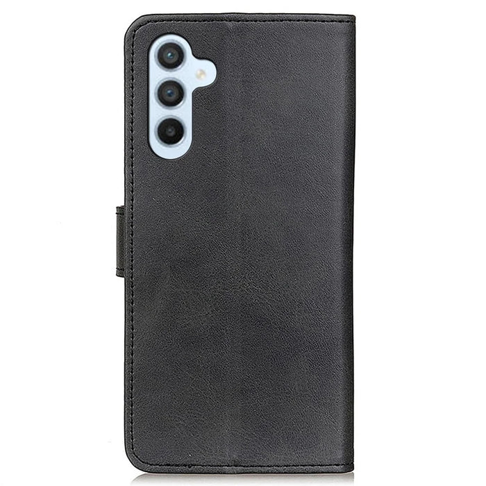For Samsung Galaxy S25 FE Case Cowhide Texture Leather Wallet Stand Phone Cover - Black - 7