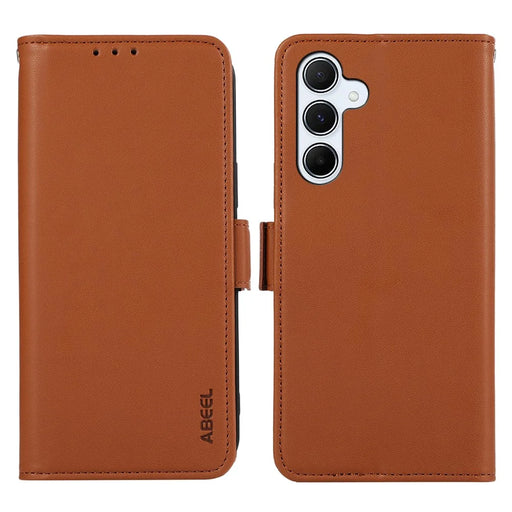 ABEEL For Samsung Galaxy S25 FE Case Leather Phone Cover with RFID Blocking Wallet - Brown - 1