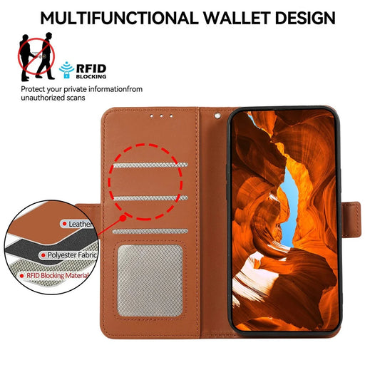 ABEEL For Samsung Galaxy S25 FE Case Leather Phone Cover with RFID Blocking Wallet - Brown - 2