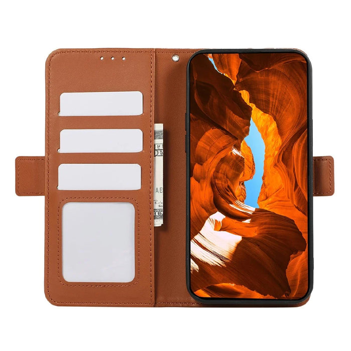ABEEL For Samsung Galaxy S25 FE Case Leather Phone Cover with RFID Blocking Wallet - Brown - 3