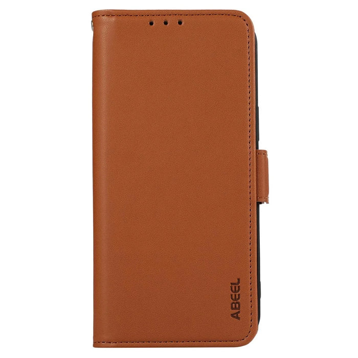 ABEEL For Samsung Galaxy S25 FE Case Leather Phone Cover with RFID Blocking Wallet - Brown - 6