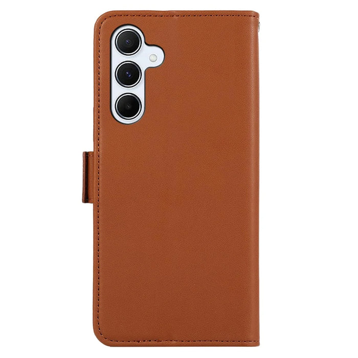 ABEEL For Samsung Galaxy S25 FE Case Leather Phone Cover with RFID Blocking Wallet - Brown - 7