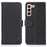 KHAZNEH For Samsung Galaxy S25 FE Case Genuine Cow Leather Flip Phone Cover - Black - 1