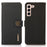 KHAZNEH for Samsung Galaxy S25 FE Case Genuine Cow Leather RFID Blocking Wallet Phone Cover - Black - 1