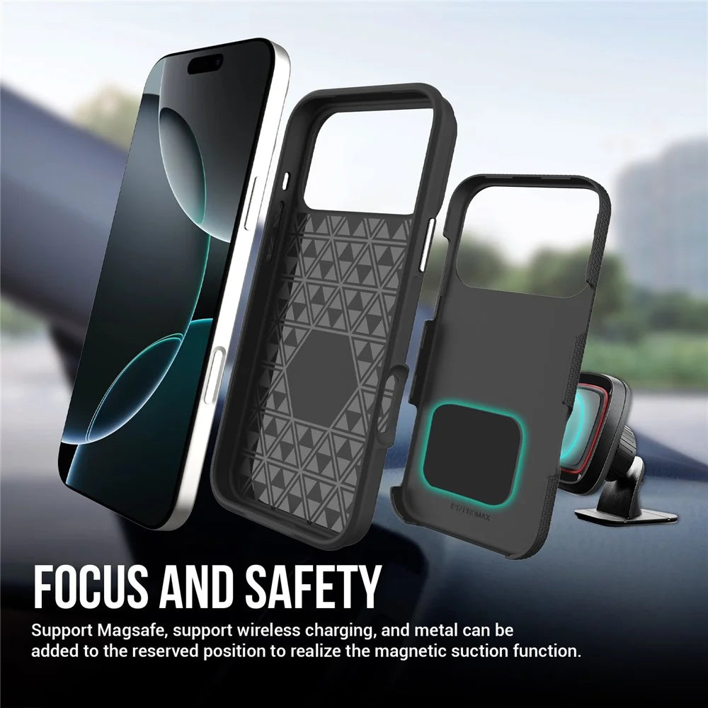 For iPhone 17 Pro Max Case TPU + PC Four Corner Anti-Drop Phone Cover - Black - 6