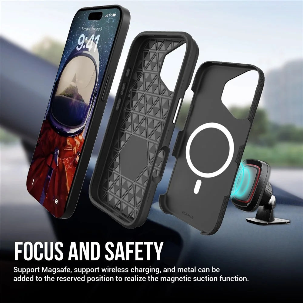 For iPhone 17 Case Compatible with MagSafe Protective TPU + PC Phone Cover - Black - 7