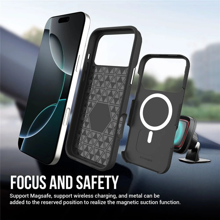For iPhone 17 Pro Max Case Compatible with MagSafe Protective TPU+PC Phone Cover - Black - 6