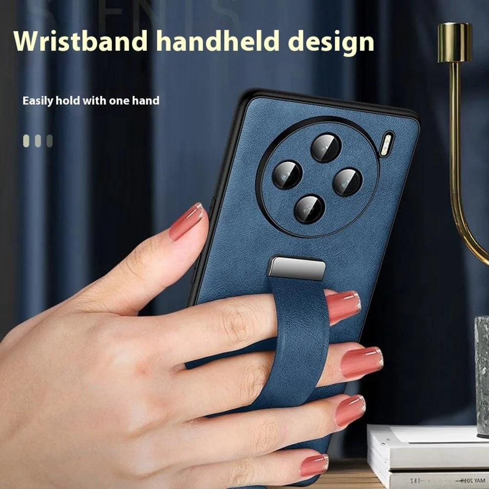 SULADA Fashion Series for vivo X200 Ultra 5G Case Wristband Kickstand Leather Back Phone Cover - Blue - 3