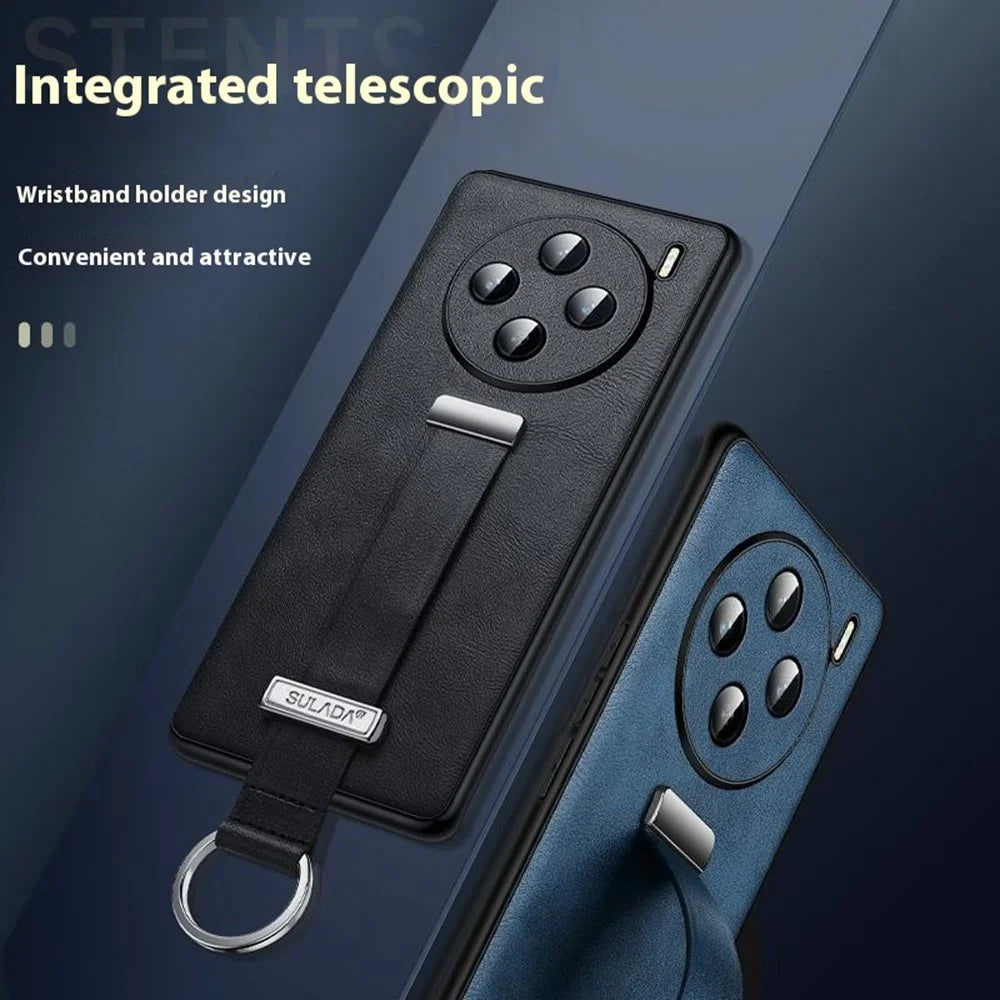 SULADA Fashion Series for vivo X200 Ultra 5G Case Wristband Kickstand Leather Back Phone Cover - Blue - 6