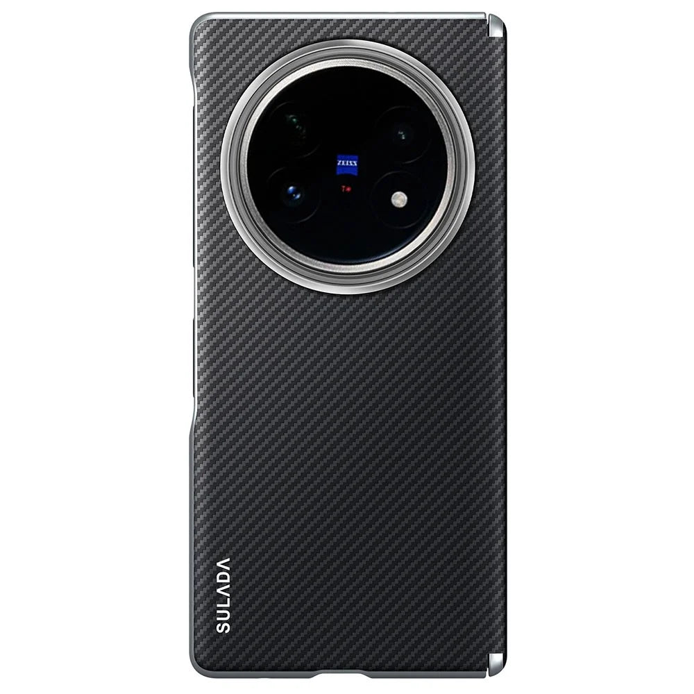 SULADA For vivo X Fold5 5G Magnetic Case Leather+PC Phone Cover Carbon Fiber Texture - Black - 2