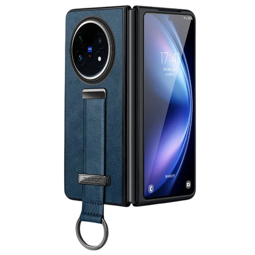 SULADA Fashion Series for vivo X Fold5 5G Case Wristband Kickstand Leather Back Phone Cover - Blue - 1