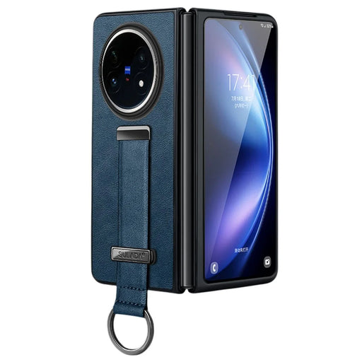 SULADA Fashion Series for vivo X Fold5 5G Case Wristband Kickstand Leather Back Phone Cover - Blue - 1