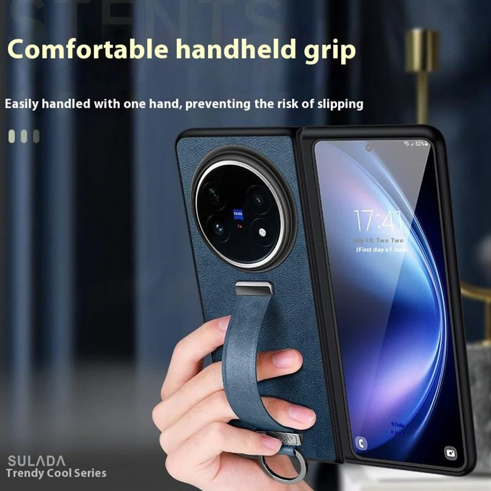 SULADA Fashion Series for vivo X Fold5 5G Case Wristband Kickstand Leather Back Phone Cover - Blue - 2