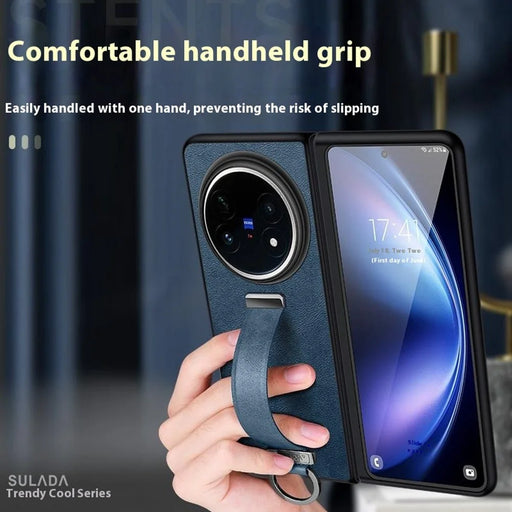 SULADA Fashion Series for vivo X Fold5 5G Case Wristband Kickstand Leather Back Phone Cover - Blue - 2