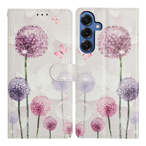 For Samsung Galaxy M36 5G Case Pattern Printing Wallet Stand Flip Leather Phone Cover with Strap - Dandelion - 1