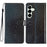 For Samsung Galaxy S25 FE Wallet Case Glitter Anti-Scratch Leather Stand Phone Cover with Strap - Black - 1