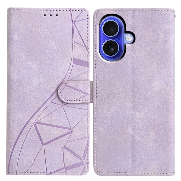 For iPhone 17 Wallet Case Folio Stand Card Holder Business Style Flip Cover - Purple - 1