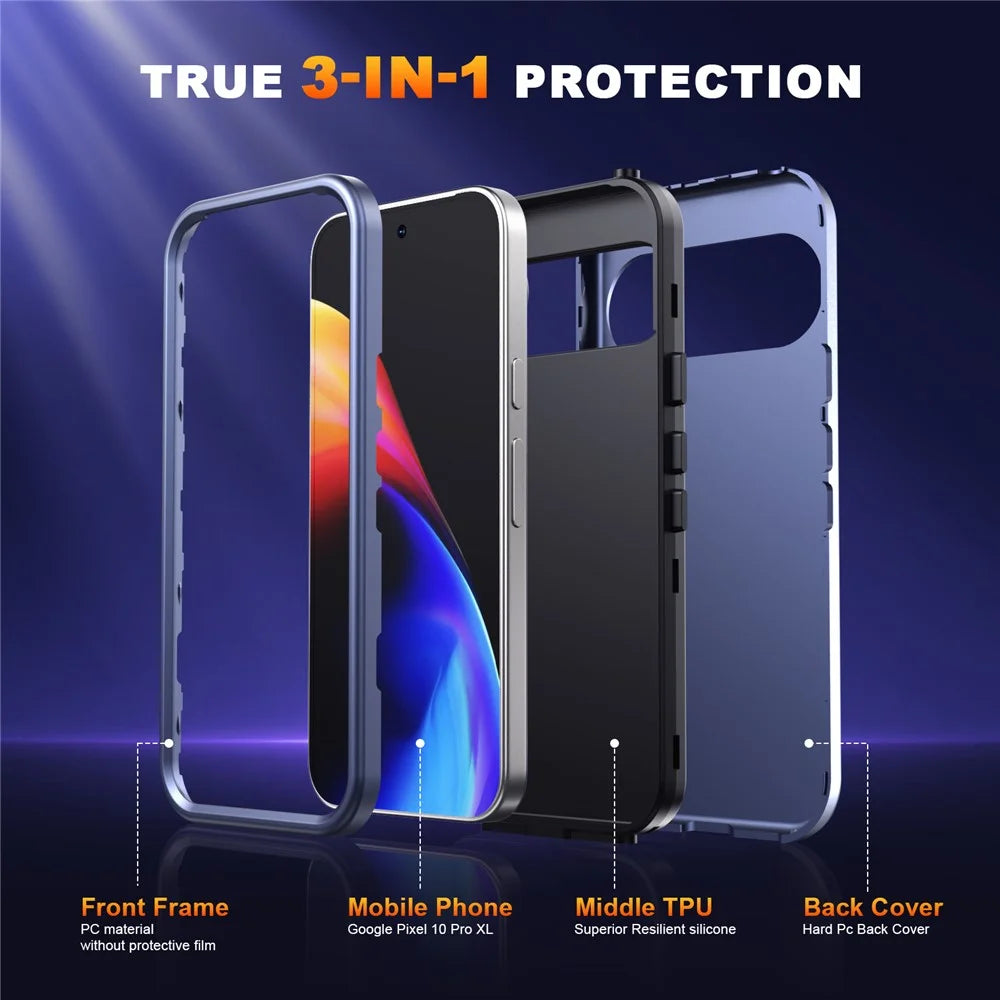 GW03 For Google Pixel 10 Pro XL Case TPU + PC Phone Cover Dual Layer Shockproof - Dark Blue - 2