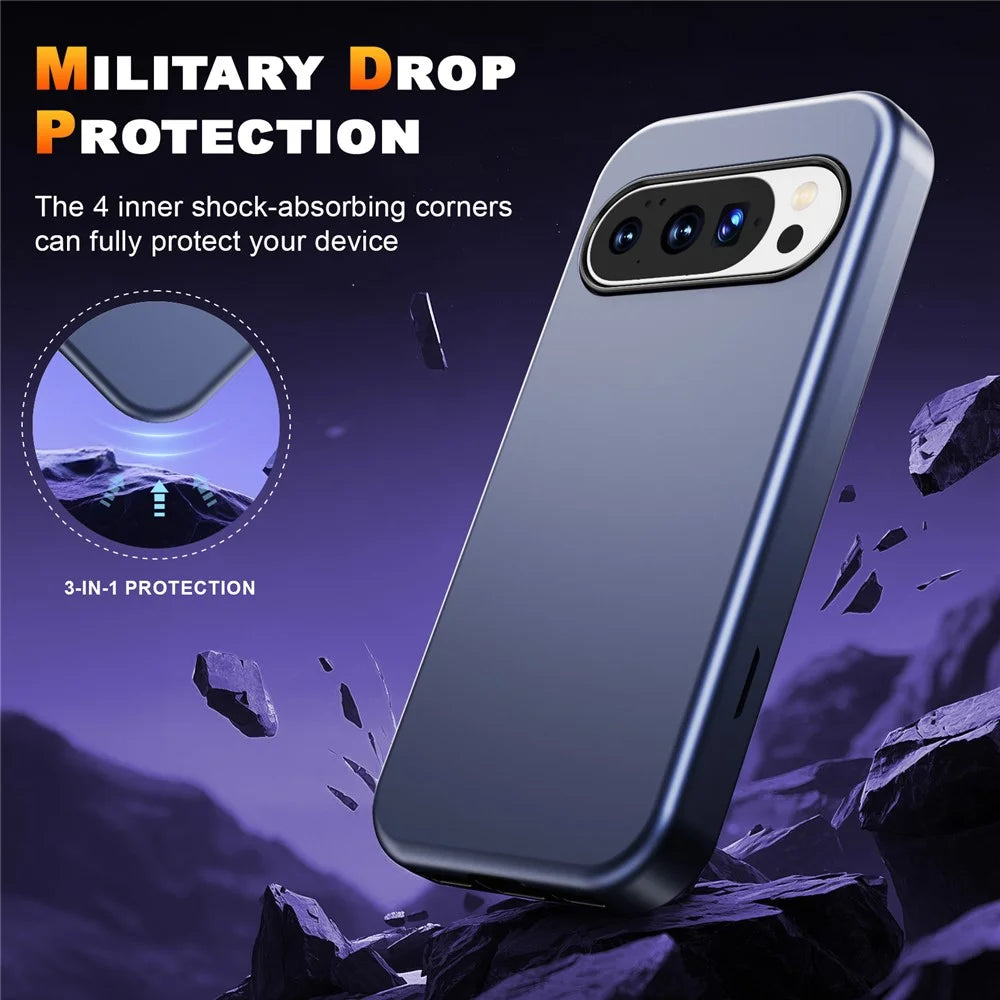 GW03 For Google Pixel 10 Pro XL Case TPU + PC Phone Cover Dual Layer Shockproof - Dark Blue - 5