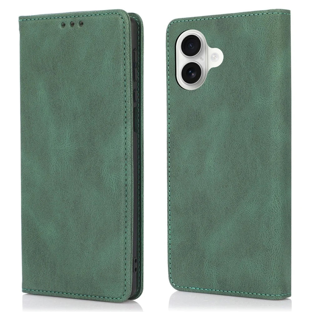 For iPhone 17 Case Wallet Magnetic Closing Leather Flip Phone Cover - Green - 1