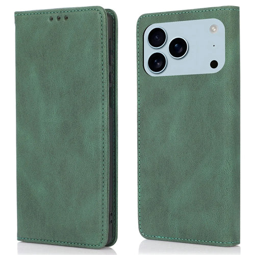 For iPhone 18 Pro Max / 17 Pro Max Case Wallet Magnetic Closing Leather Flip Phone Cover - Green - 1