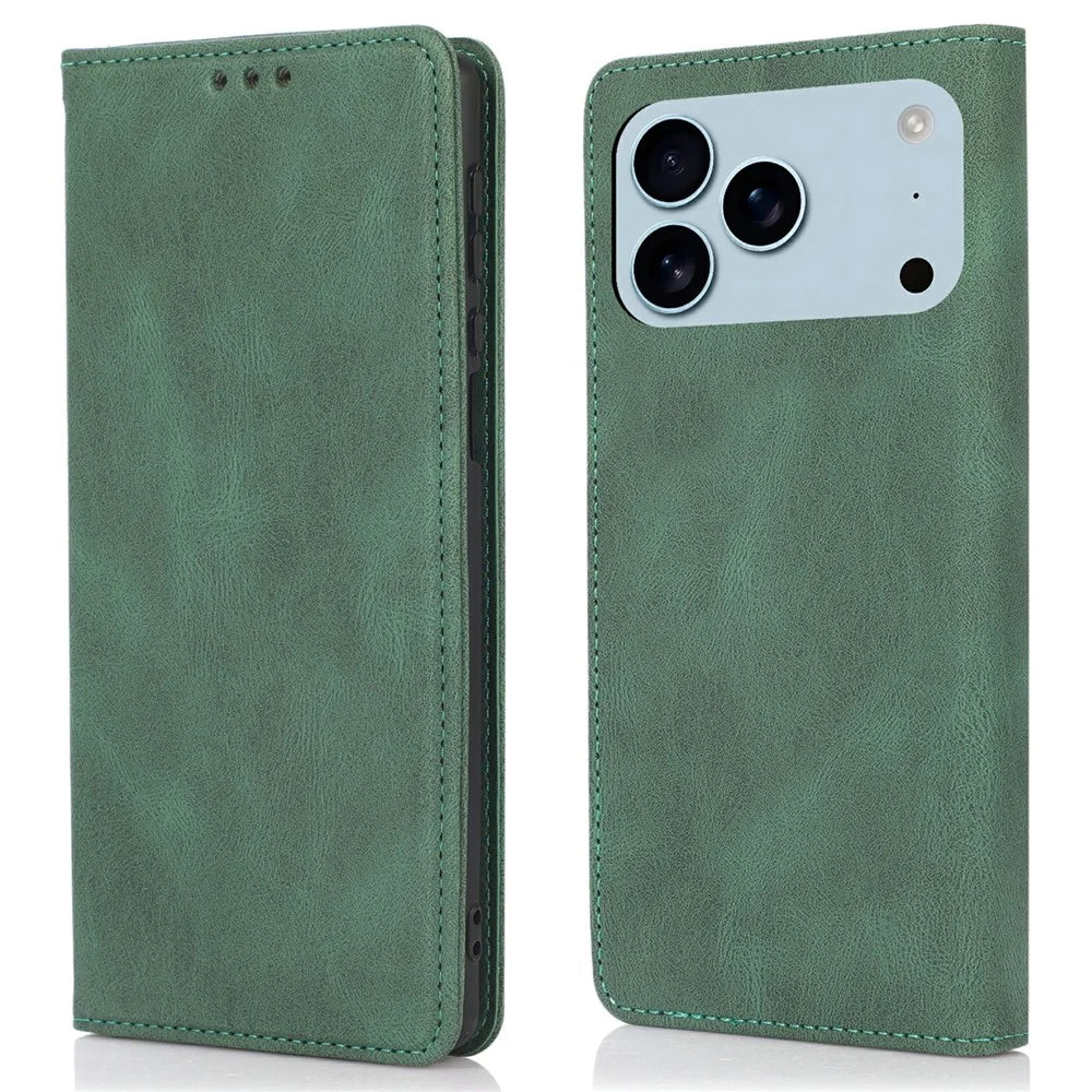 For iPhone 18 Pro Max / 17 Pro Max Case Wallet Magnetic Closing Leather Flip Phone Cover - Green - 1