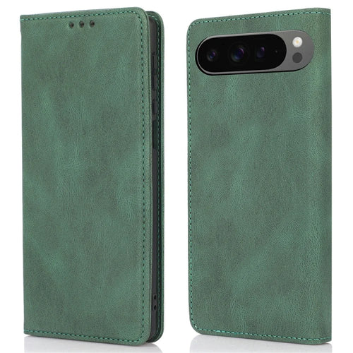 For Google Pixel 10 Pro XL / Pixel 9 Pro XL Case Wallet Magnetic Closing Leather Flip Phone Cover - Green - 1