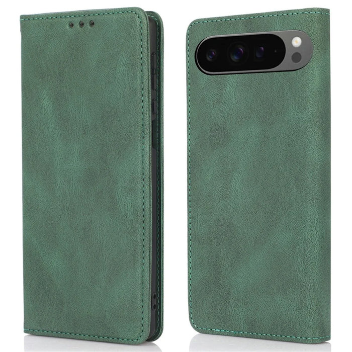For Google Pixel 10 Pro XL / Pixel 9 Pro XL Case Wallet Magnetic Closing Leather Flip Phone Cover - Green - 1