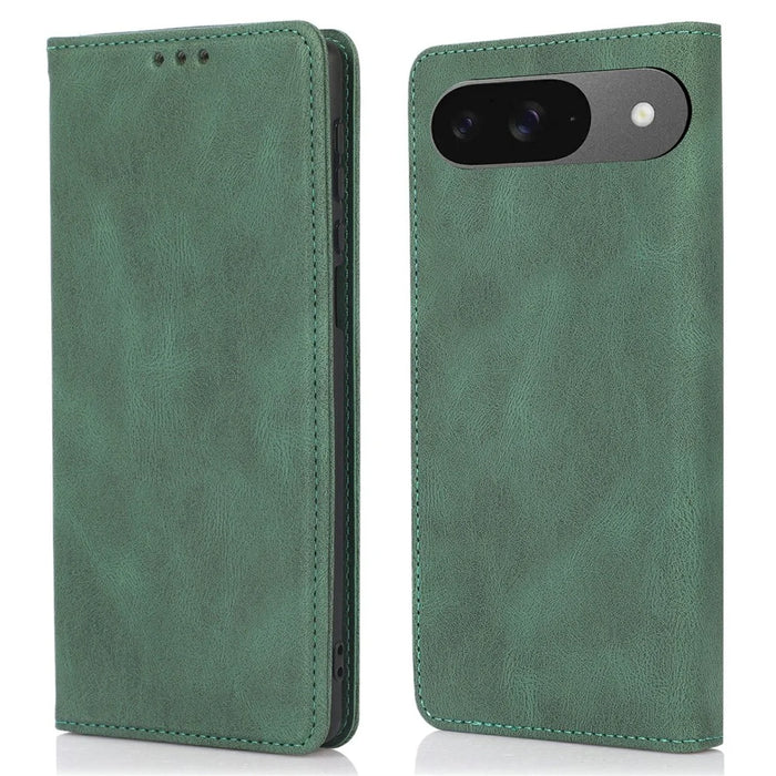 Phone Case For Google Pixel 10 / 10 Pro / 9 / 9 Pro , Wallet Magnetic Closing Leather Flip Cover - Green - 1