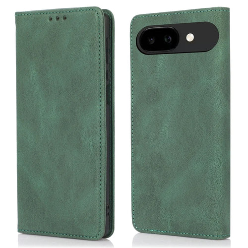For Google Pixel 9a Case Wallet Magnetic Closing Leather Flip Phone Cover - Green - 1
