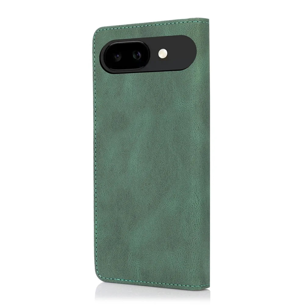 For Google Pixel 9a Case Wallet Magnetic Closing Leather Flip Phone Cover - Green - 7