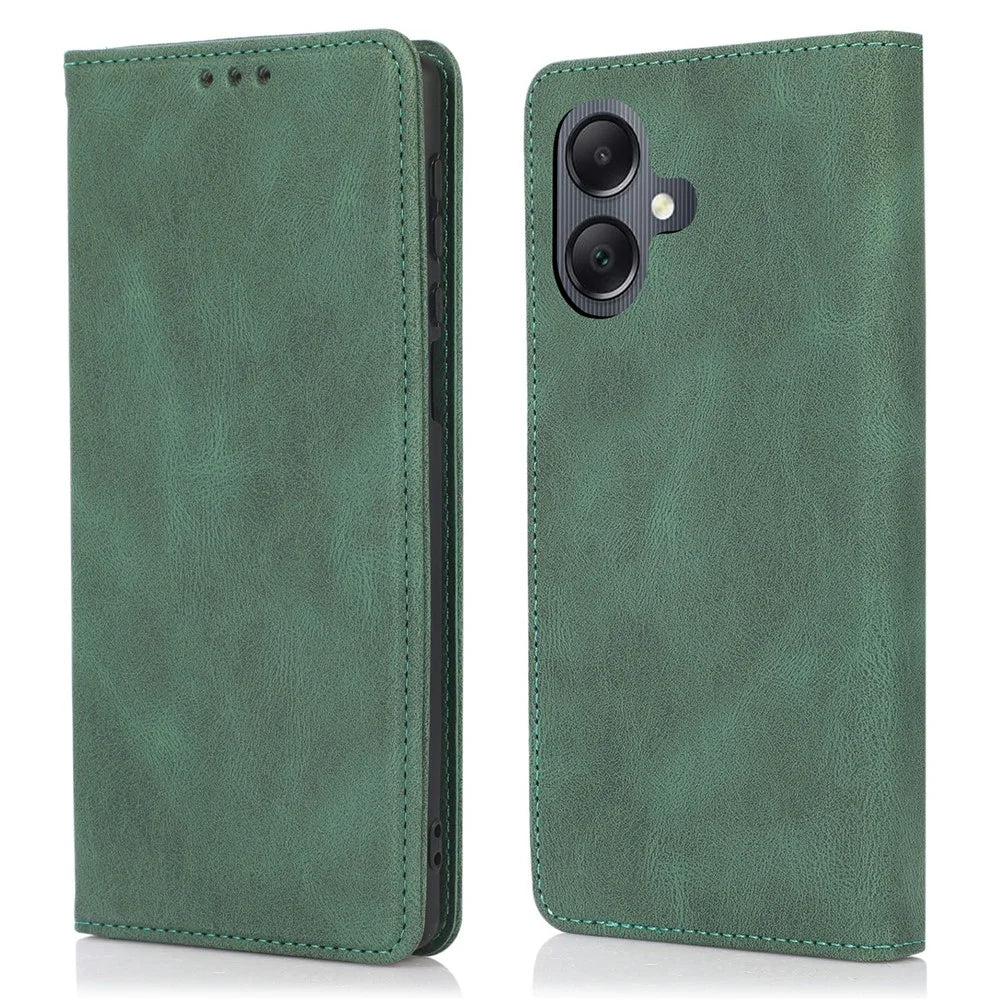 For Samsung Galaxy A08 5G / A08 4G / A07 4G / A06 4G / A06 5G Case Wallet Magnetic Closing Leather Flip Phone Cover - Green - 1