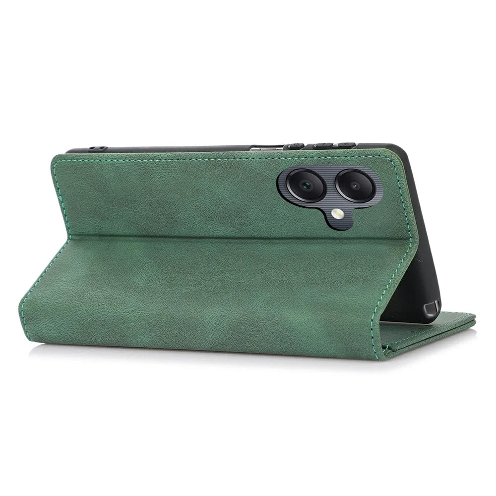 For Samsung Galaxy A08 5G / A08 4G / A07 4G / A06 4G / A06 5G Case Wallet Magnetic Closing Leather Flip Phone Cover - Green - 4