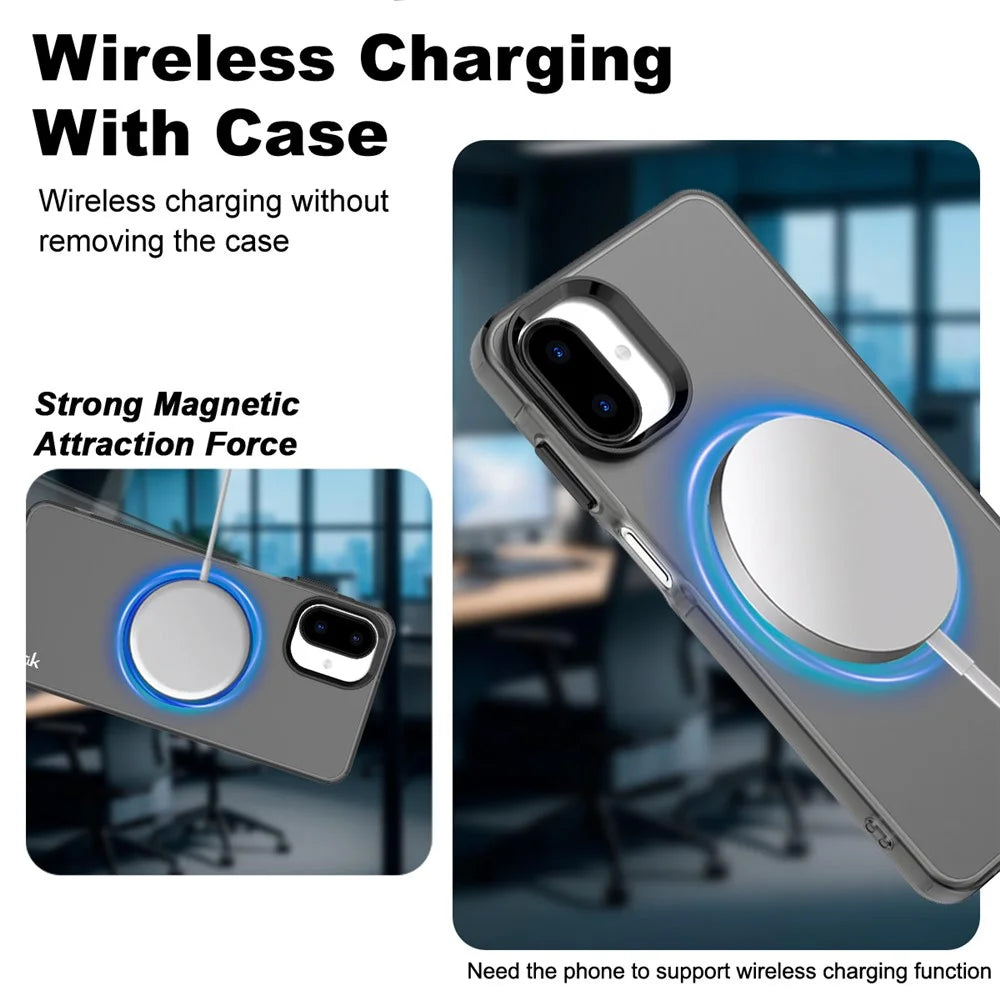 IMAK For Samsung Galaxy A07 4G Magnetic Case PC + TPU Protective Phone Back Cover - Black - 4