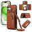 For iPhone 17 Leather Back Cover Zipper Wallet Kickstand Phone Case with Shoulder Strap - Brown - 1