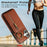 For iPhone 17 Leather Back Cover Zipper Wallet Kickstand Phone Case with Shoulder Strap - Brown - 6