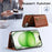 For iPhone 17 Leather Back Cover Zipper Wallet Kickstand Phone Case with Shoulder Strap - Brown - 7