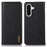 KHAZNEH For Samsung Galaxy S25 FE Case Wallet Genuine Cow Leather Phone Cover Nappa Texture - Black - 1