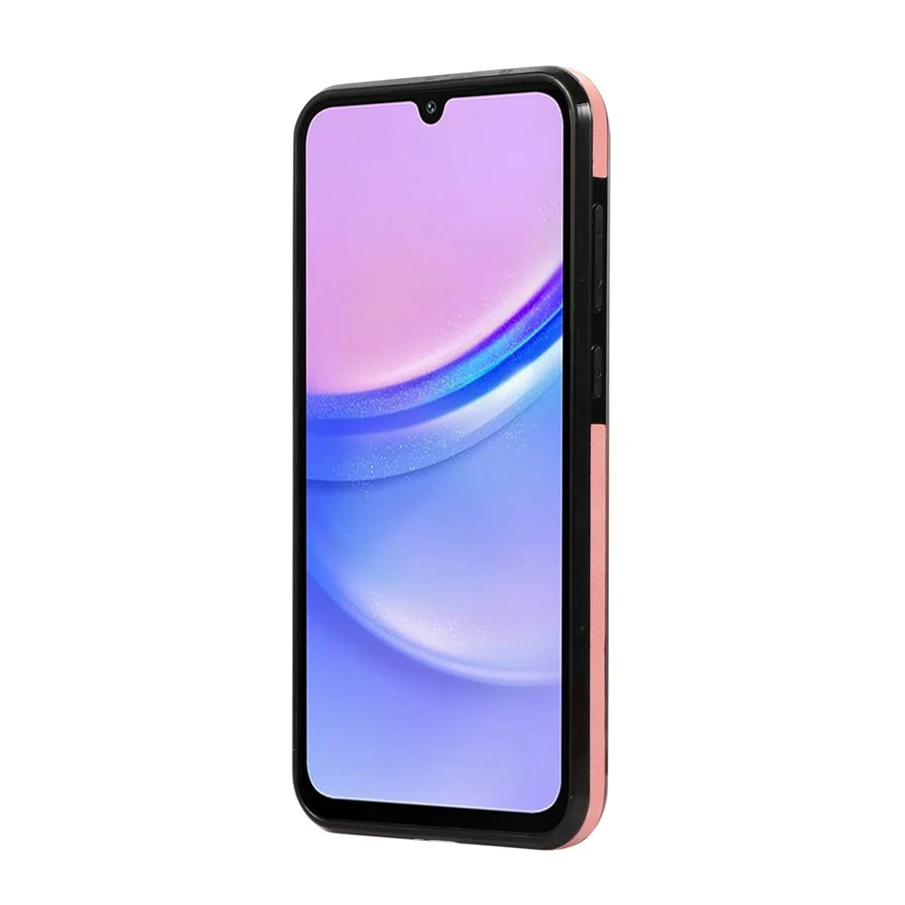 For Samsung Galaxy A18 5G / A18 4G / A17 5G / A17 4G / A26 5G Case Card Holder Kickstand Leather + TPU Phone Cover with Shoulder Strap - Pink - 6