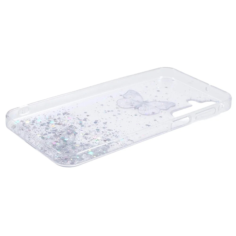 For Samsung Galaxy A26 5G Case Epoxy PVC Butterfly TPU Aesthetics Phone Cover - White - 3