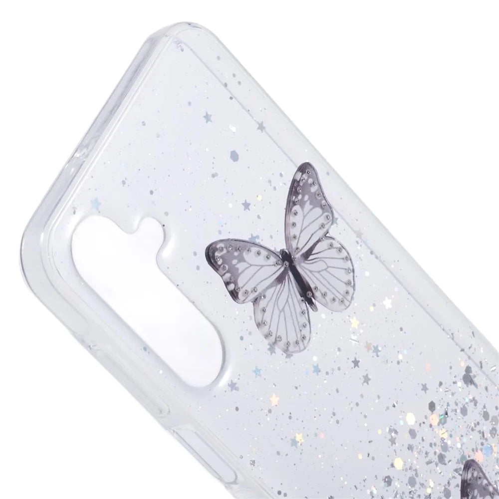 For Samsung Galaxy A26 5G Case Epoxy PVC Butterfly TPU Aesthetics Phone Cover - White - 5