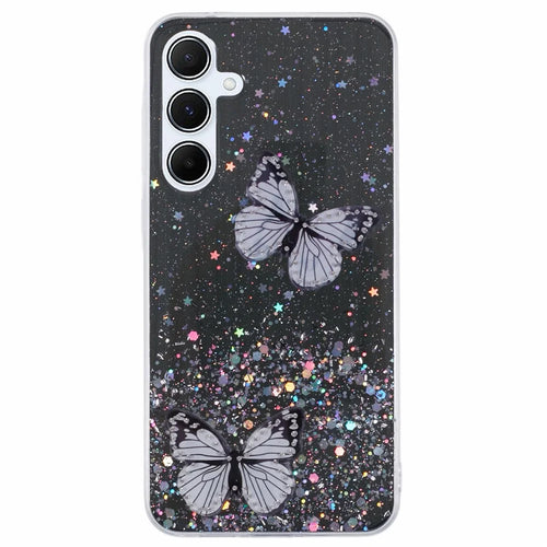For Samsung Galaxy A56 5G Case Epoxy PVC Butterfly TPU Aesthetics Phone Cover - Black - 1