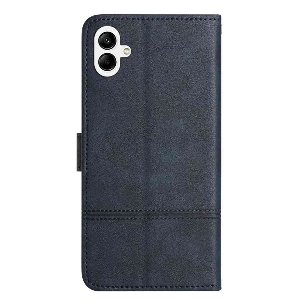 For Samsung Galaxy A08 5G / A08 4G / A07 4G Wallet Case Line Imprinted Cowhide Texture PU Leather Phone Cover - Blue - 2