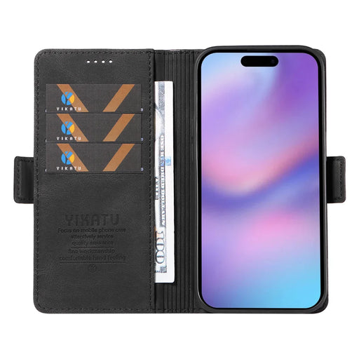 YIKATU For iPhone 17 Leather Case  YK-005 Skin-touch Feeling Wallet Phone Cover - Black - 2