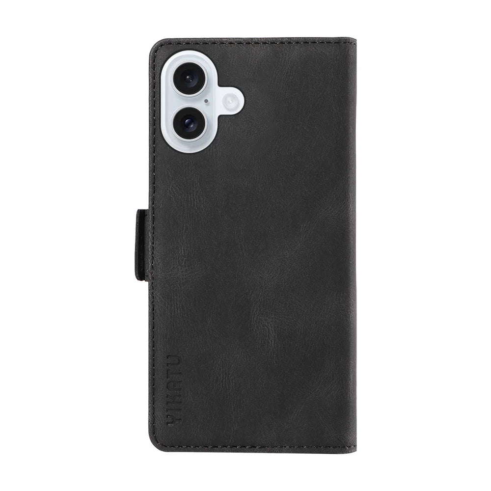 YIKATU For iPhone 17 Leather Case  YK-005 Skin-touch Feeling Wallet Phone Cover - Black - 6